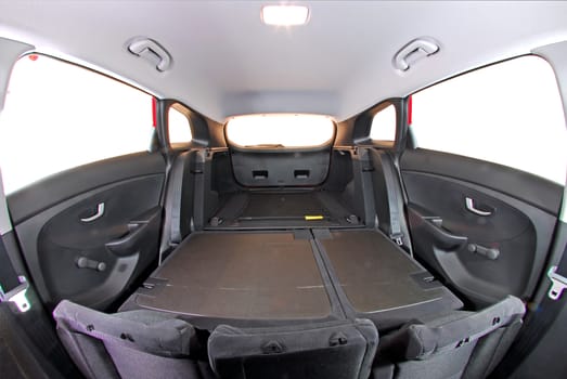 car trunk with rear seats folded