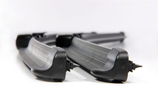 Cars windshield wipers on a white background
