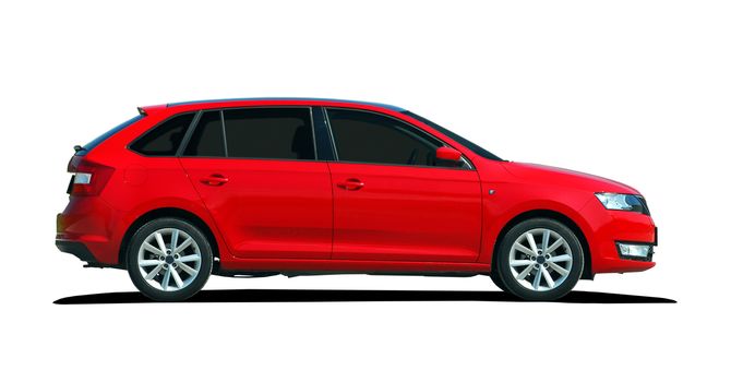 red car on white background
