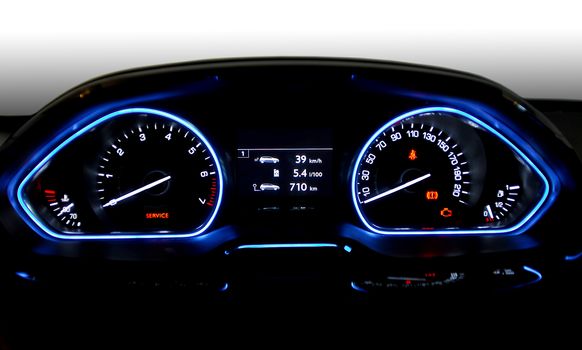 illuminated instrument panel with the passenger car