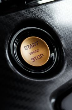 Start stop engine button on a modern car dashboard