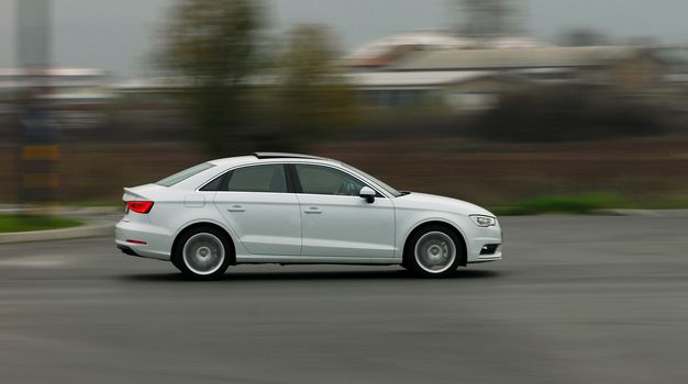 car photographed at high speeds
