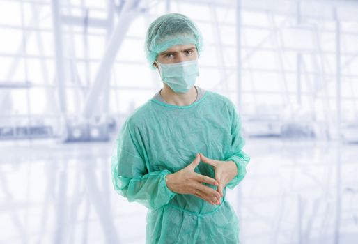 happy male doctor, at the hospital