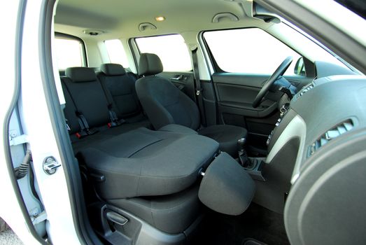 folded the front seat of a modern passenger car