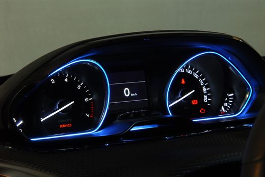 illuminated instrument panel with the passenger car