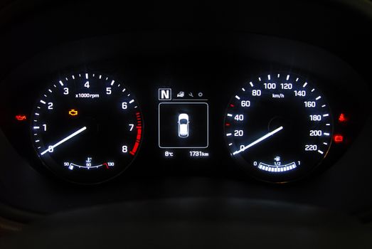 illuminated instrument panel with the passenger car