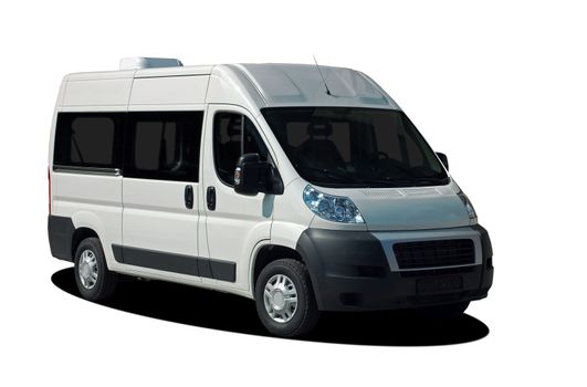 white minibus on white background