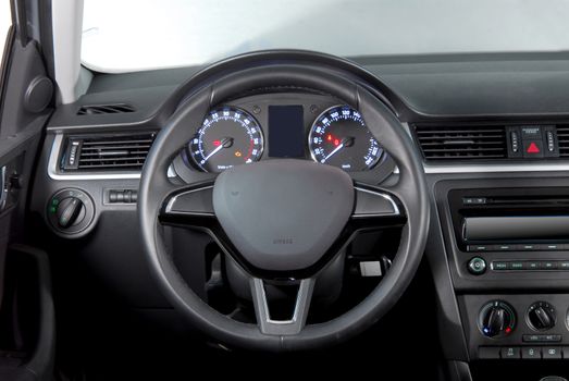steering wheel in the new modern car