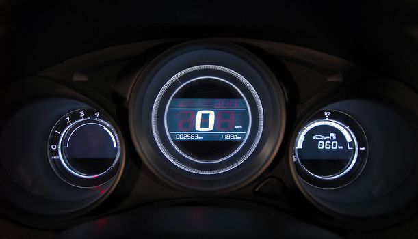 illuminated instrument panel with the passenger car