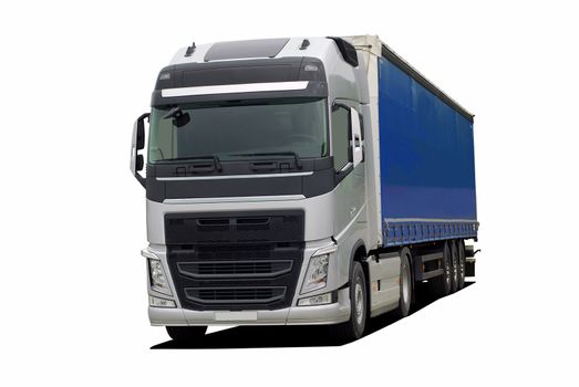 large truck with semi trailer on a white background
