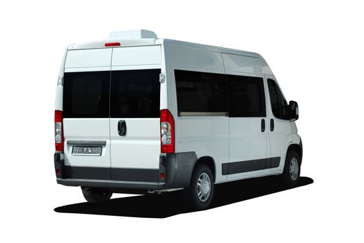 white minibus isolated over white
