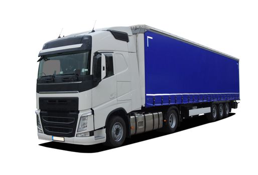 large truck with semi trailer on a white background
