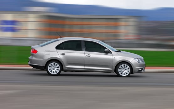 car photographed at high speeds