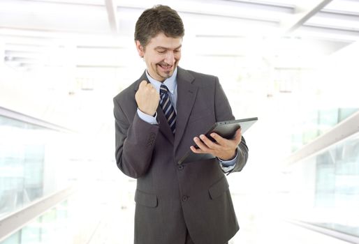 businessman using touch pad of tablet pc, at the office