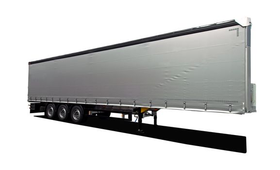 gray semi trailer on a white background