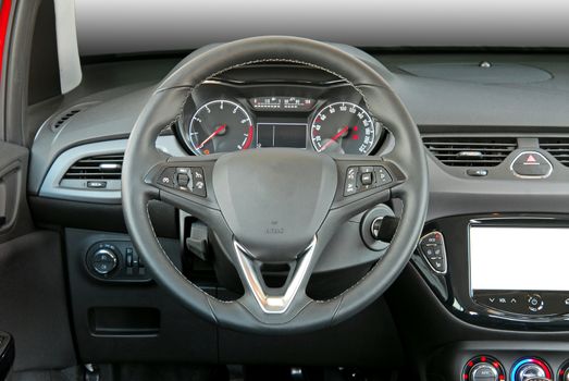 steering wheel in the new modern car
