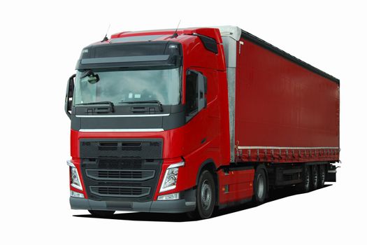large truck with semi trailer on a white background