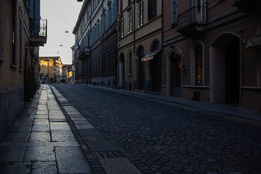 Cremona, Lombardy, Italy - April 30 th - May 1st 2020 - a deserted city  during coronavirus outbreak lockdown phase 2 and economic crisis