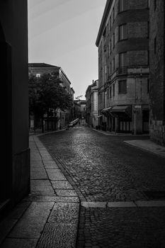 Cremona, Lombardy, Italy - April 30 th - May 1st 2020 - a deserted city  during coronavirus outbreak lockdown phase 2 and economic crisis