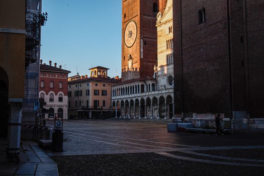 Cremona, Lombardy, Italy - April 30 th - May 1st 2020 - a deserted city  during coronavirus outbreak lockdown phase 2 and economic crisis