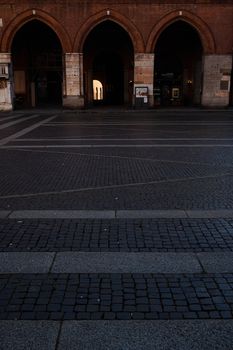 Cremona, Lombardy, Italy - April 30 th - May 1st 2020 - a deserted city  during coronavirus outbreak lockdown phase 2 and economic crisis
