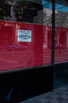 Cremona, Lombardy, Italy - April 30 th - May 1st 2020 - closed bars  and general commerce  during coronavirus lockdown and economic crisis. Italian signs