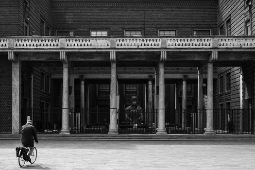 Cremona, Lombardy, Italy - April 30 th - May 1st 2020 - closed violin makers and general commerce  during coronavirus lockdown and economic crisis. Italian signs