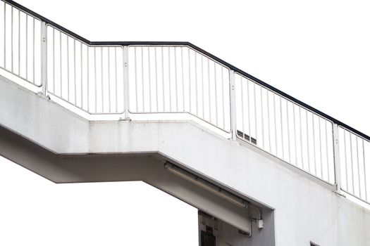 Stairway Stainless steel railing isolated on white, with clipping path.