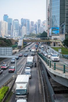 HONG KONG, JAN 14 : the cars is in queue in the traffic jam in Central on 14 january 2016