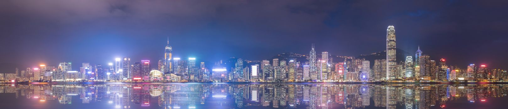Hongkong Skyline Night View Panorama