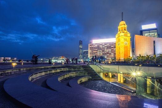 Night view Old Clock Tower in Hong Kong