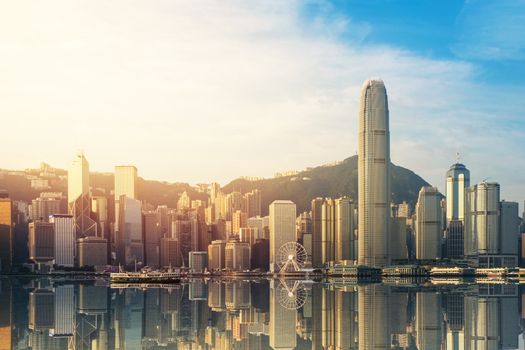 Hong Kong's Victoria Harbour in sunrise