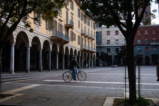 Cremona, Lombardy, Italy - April 30 th - May 1st 2020 - a deserted city  during coronavirus outbreak lockdown phase 2 and economic crisis