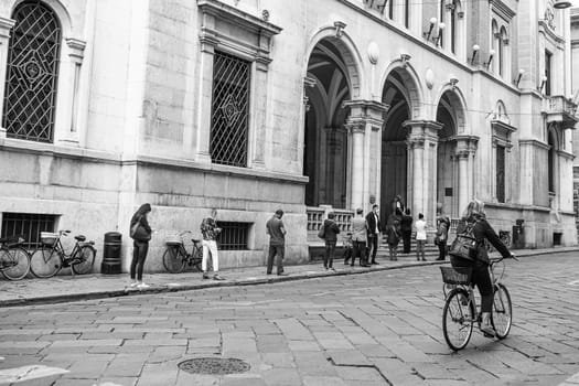 Cremona, Lombardy, Italy - May  5 6 7  2020 - social distancing in empty city  during coronavirus outbreak lockdown phase 2 and economic crisis