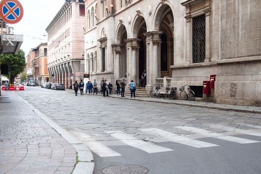 Cremona, Lombardy, Italy - May  5 6 7  2020 - social distancing in empty city  during coronavirus outbreak lockdown phase 2 and economic crisis