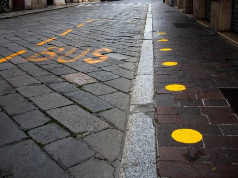 Cremona, Lombardy, Italy - May  5 6 7  2020 - social distancing in empty city  during coronavirus outbreak lockdown phase 2 and economic crisis