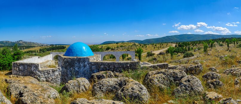 View of the Elkana Avi Shmuel Tomb (the father of the prophet Samuel), Meron, and Galilee landscape, Northern Israel