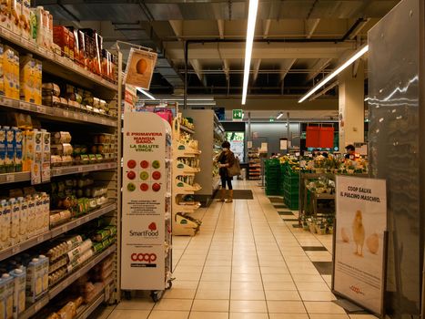 Cremona, Lombardy, Italy - May  5 6 7  2020 -people at the supermarket for grocery shopping during outbreak phase 2 and economic crisis