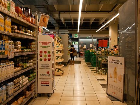 Cremona, Lombardy, Italy - May  5 6 7  2020 -people at the supermarket for grocery shopping during outbreak phase 2 and economic crisis