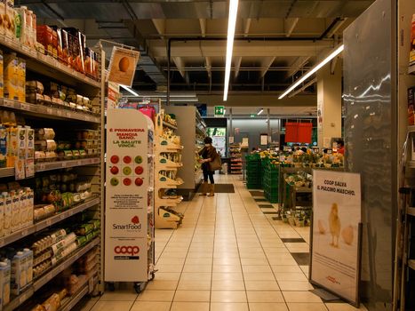 Cremona, Lombardy, Italy - May  5 6 7  2020 -people at the supermarket for grocery shopping during outbreak phase 2 and economic crisis