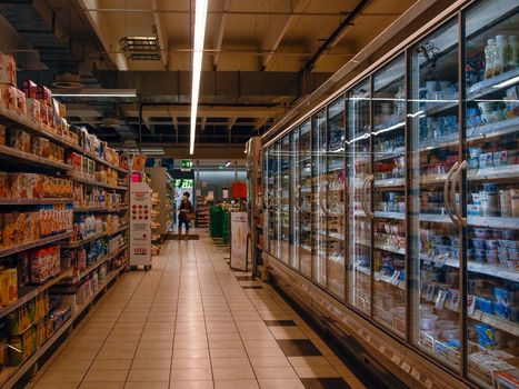 Cremona, Lombardy, Italy - May  5 6 7  2020 -people at the supermarket for grocery shopping during outbreak phase 2 and economic crisis