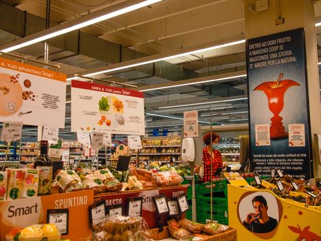 Cremona, Lombardy, Italy - May  5 6 7  2020 -people at the supermarket for grocery shopping during outbreak phase 2 and economic crisis