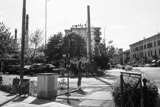 Cremona, Lombardy, Italy - May  5 6 7  2020 - social distancing in empty city  during coronavirus outbreak lockdown phase 2 and economic crisis