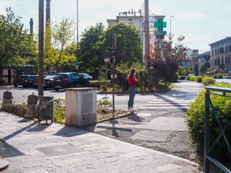 Cremona, Lombardy, Italy - May  5 6 7  2020 - a deserted city  during coronavirus outbreak lockdown phase 2 and economic crisis