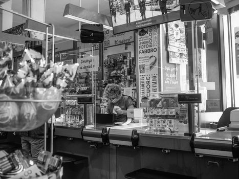 Cremona, Lombardy, Italy - May  5 6 7  2020 -people at the supermarket for grocery shopping during outbreak phase 2 and economic crisis