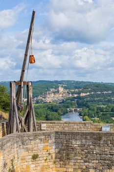 view from the medieval fortress Castelnaud Castle (Chateau de Castelnaud) in Dordogne valley, Perigord Noir region, Aquitaine, France