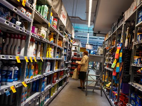 Cremona, Lombardy, Italy - May  5 6 7  2020 -people at the supermarket for grocery shopping during outbreak phase 2 and economic crisis