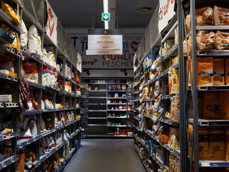 Cremona, Lombardy, Italy - May  5 6 7  2020 -people at the supermarket for grocery shopping during outbreak phase 2 and economic crisis