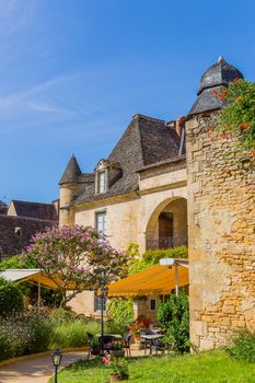 Historic houses in Sarlat la Caneda in Dordogne Department, Aquitaine, France