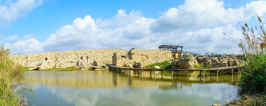 View of a dam and a pool, part of a late Roman period water supply system, in Taninim Stream Nature Reserve, Northern Israel